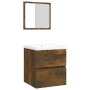 Armario de lavabo con lavamanos y espejo color roble ahumado de , Tocadores de baño - Ref: Foro24-3114176, Precio: 131,08 €, ...