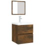 Armario de lavabo con lavamanos y espejo color roble ahumado de , Tocadores de baño - Ref: Foro24-3114176, Precio: 131,08 €, ...
