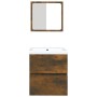 Armario de lavabo con lavamanos y espejo color roble ahumado de , Tocadores de baño - Ref: Foro24-3114176, Precio: 131,08 €, ...