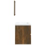 Armario de lavabo con lavamanos y espejo color roble ahumado de , Tocadores de baño - Ref: Foro24-3114176, Precio: 131,08 €, ...