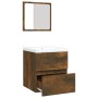 Armario de lavabo con lavamanos y espejo color roble ahumado de , Tocadores de baño - Ref: Foro24-3114176, Precio: 131,08 €, ...