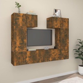 Set de muebles de TV 6 pzas madera contrachapada roble ahumado de , Muebles TV - Ref: Foro24-3114459, Precio: 177,95 €, Descu...