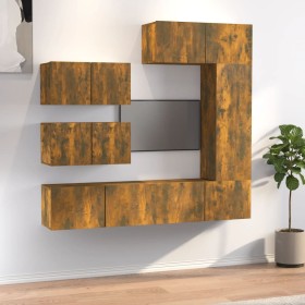 Set de muebles de TV 6 pzas madera contrachapada roble ahumado de , Muebles TV - Ref: Foro24-3114555, Precio: 185,29 €, Descu...