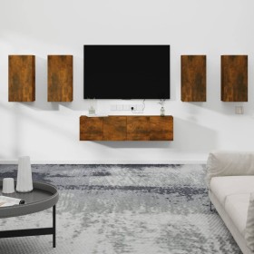 Set de muebles de TV 6 pzas madera contrachapada roble ahumado de , Muebles TV - Ref: Foro24-3120263, Precio: 178,26 €, Descu...
