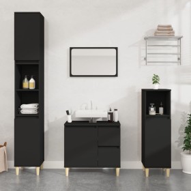 Set de muebles de baño 3 piezas madera contrachapada negro de , Muebles de baño - Ref: Foro24-3185536, Precio: 186,24 €, Desc...