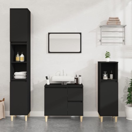 Set de muebles de baño 3 piezas madera contrachapada negro de , Muebles de baño - Ref: Foro24-3185536, Precio: 186,24 €, Desc...