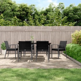 Juego comedor jardín 7 piezas y cojines ratán sintético y acero de , Conjuntos de jardín - Ref: Foro24-3186980, Precio: 573,1...