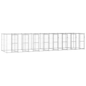 Perrera de exterior de acero galvanizado 19,36 m² de vidaXL, Casetas y cercados para perros - Ref: Foro24-3082288, Precio: 1,...