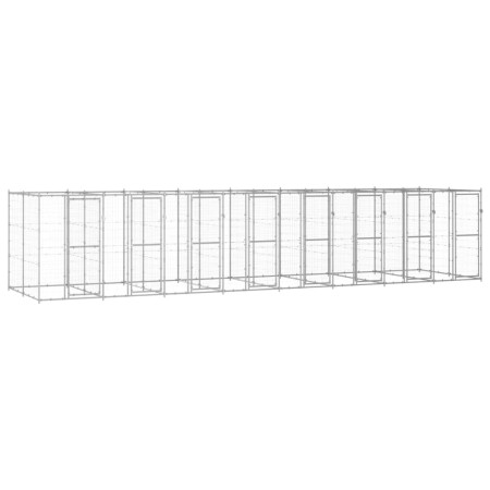 Perrera de exterior de acero galvanizado 19,36 m² de vidaXL, Casetas y cercados para perros - Ref: Foro24-3082288, Precio: 1,...