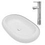 Lavabo de baño ovalado con grifo mezclador cerámica blanco de , Lavabos - Ref: Foro24-275496, Precio: 119,75 €, Descuento: %