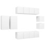 Set de mueble para TV de 8 piezas madera contrachapada blanco de , Muebles TV - Ref: Foro24-3078704, Precio: 254,51 €, Descue...