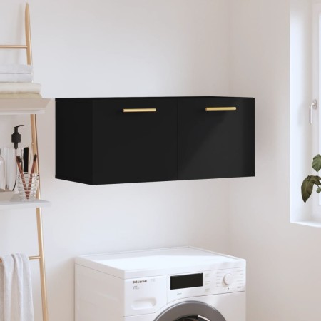 Armario de pared madera de ingeniería negro 80x36,5x35 cm de , Taquillas y armarios de almacenamiento - Ref: Foro24-830061, P...