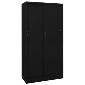 Armario de oficina con puerta corredera acero negro 90x40x180cm de , Taquillas y armarios de almacenamiento - Ref: Foro24-335...