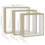 Estantes cubo de pared 3 unidades blanco y roble Sonoma de , Estantes y estanterías - Ref: Foro24-326720, Precio: 32,22 €, De...