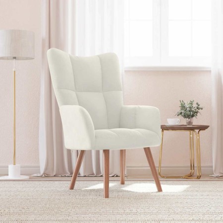 Sillón de relax de terciopelo blanco crema en Sillones | Comprar online en Foru.es