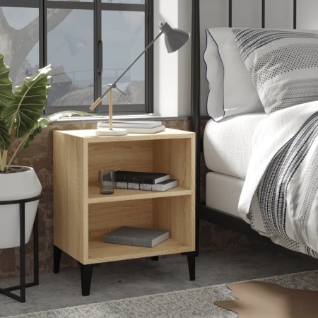 Mesita de noche y patas de metal roble Sonoma 40x30x50 cm de , Mesitas de noche - Ref: Foro24-805803, Precio: 35,94 €, Descue...