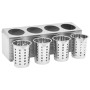 Soporte para cubiertos 4 rejillas acero inoxidable rectangular de , Bandejas de cubiertos y utensilios - Ref: Foro24-51227, P...