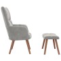 Sillón de relax con taburete de terciopelo gris claro en Sillones | Comprar online en Foru.es
