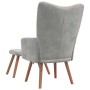 Sillón de relax con taburete de terciopelo gris claro en Sillones | Comprar online en Foru.es