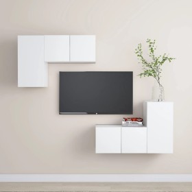 Set de muebles de salón TV 4 piezas madera de ingeniería blanco de , Muebles TV - Ref: Foro24-3078688, Precio: 142,26 €, Desc...