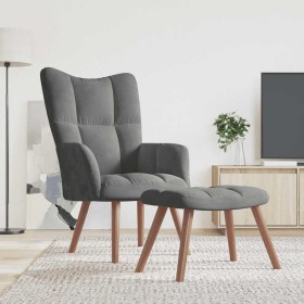 Sillón de relax con taburete terciopelo gris oscuro en Sillones | Comprar online en Foru.es