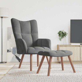 Sillón de relax con taburete terciopelo gris oscuro en Sillones | Comprar online en Foru.es