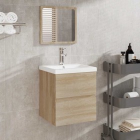 Armario de baño con espejo madera de ingeniería roble Sonoma de , Muebles de baño - Ref: Foro24-804866, Precio: 65,30 €, Desc...