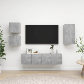 Set de muebles de salón 5 pzas madera ingeniería gris hormigón de , Muebles TV - Ref: Foro24-3079115, Precio: 129,37 €, Descu...