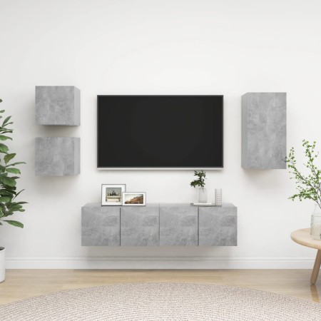 Set de muebles de salón 5 pzas madera ingeniería gris hormigón de , Muebles TV - Ref: Foro24-3079115, Precio: 129,37 €, Descu...