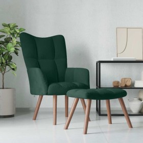 Sillón de relax con taburete terciopelo verde oscuro en Sillones | Comprar online en Foru.es