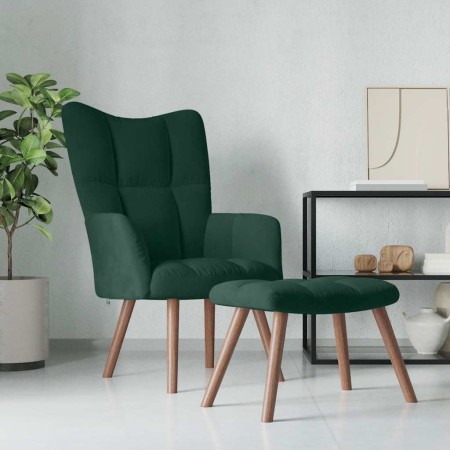 Sillón de relax con taburete terciopelo verde oscuro en Sillones | Comprar online en Foru.es