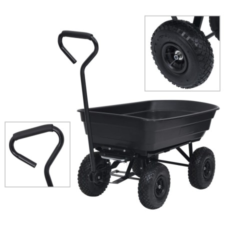 Carrito de mano basculante para jardín 300 kg 75 L negro de , Carretillas de carga - Ref: Foro24-92579, Precio: 158,51 €, Des...