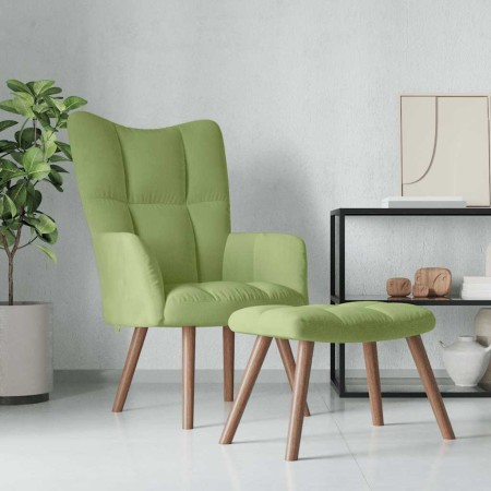 Sillón de relax con taburete de terciopelo verde claro en Sillones | Comprar online en Foru.es