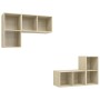 Muebles de salón de pared 4 pzas madera ingeniería roble Sonoma de , Muebles TV - Ref: Foro24-3079838, Precio: 133,91 €, Desc...