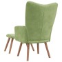 Sillón de relax con taburete de terciopelo verde claro en Sillones | Comprar online en Foru.es