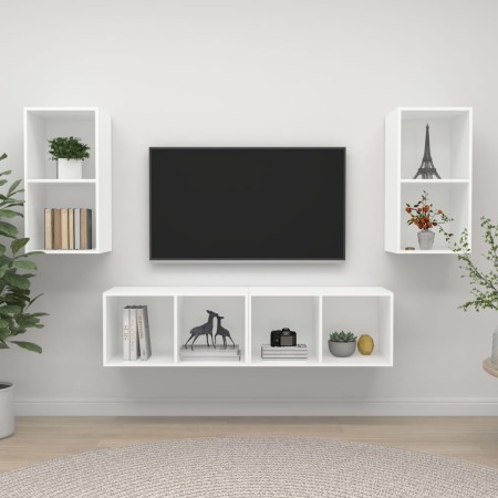 Muebles de salón de pared 4 piezas madera de ingeniería blanco de , Muebles TV - Ref: Foro24-3079871, Precio: 136,49 €, Descu...