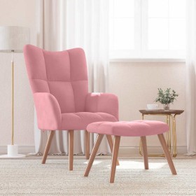 Sillón de relax con taburete terciopelo rosa en Sillones | Comprar online en Foru.es