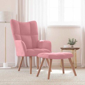 Sillón de relax con taburete terciopelo rosa en Sillones | Comprar online en Foru.es