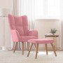 Sillón de relax con taburete terciopelo rosa en Sillones | Comprar online en Foru.es
