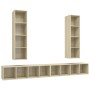 Muebles de salón de pared 4 pzas madera ingeniería roble Sonoma de , Muebles TV - Ref: Foro24-3079892, Precio: 234,80 €, Desc...