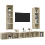 Muebles de salón de pared 4 pzas madera ingeniería roble Sonoma de , Muebles TV - Ref: Foro24-3079892, Precio: 234,80 €, Desc...
