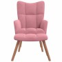Sillón de relax con taburete terciopelo rosa en Sillones | Comprar online en Foru.es
