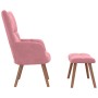 Sillón de relax con taburete terciopelo rosa en Sillones | Comprar online en Foru.es
