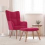 Sillón de relax con taburete terciopelo rojo tinto en Sillones | Comprar online en Foru.es