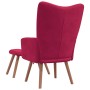 Sillón de relax con taburete terciopelo rojo tinto en Sillones | Comprar online en Foru.es