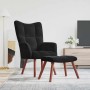 Sillón de relax con taburete terciopelo negro en Sillones | Comprar online en Foru.es