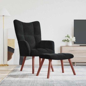 Sillón de relax con taburete terciopelo negro en Sillones | Comprar online en Foru.es