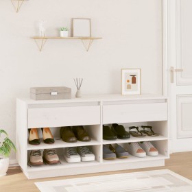 Mueble zapatero de madera maciza de pino blanco 110x34x52 cm de , Zapateros y organizadores de calzado - Ref: Foro24-814445, ...