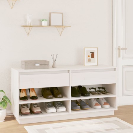 Mueble zapatero de madera maciza de pino blanco 110x34x52 cm de , Zapateros y organizadores de calzado - Ref: Foro24-814445, ...