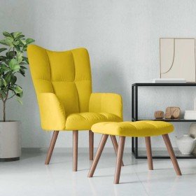 Sillón de relax con taburete terciopelo amarillo mostaza en Sillones | Comprar online en Foru.es